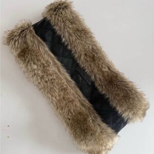 Black and Brown Fur-Trimmed Scarf